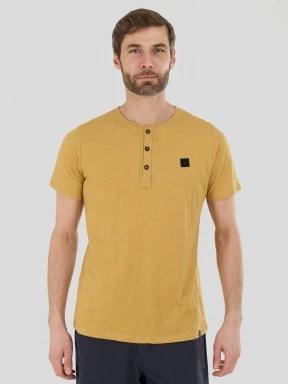 Fundango Phase Henley T-shirt for men in yellow 1