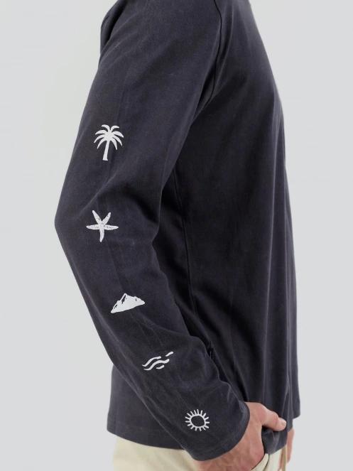 Fundango Essential Graphic Long-T for men in black 7