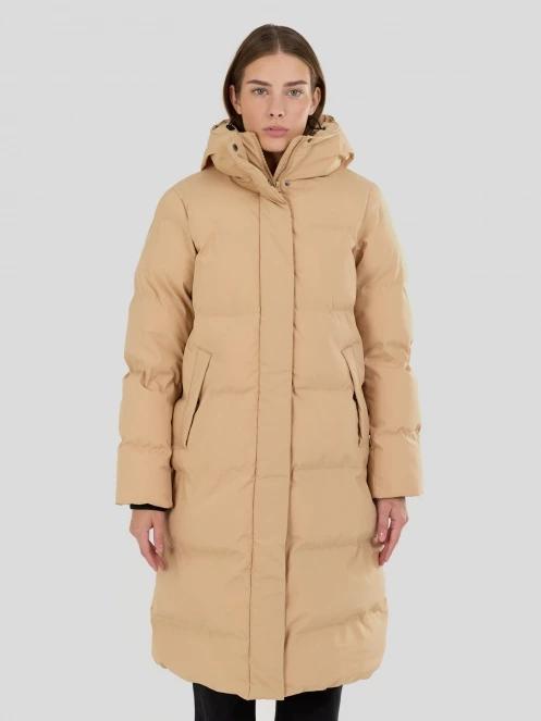 Fundango Cosycoat Long Padded Jacket for women in yellow 2
