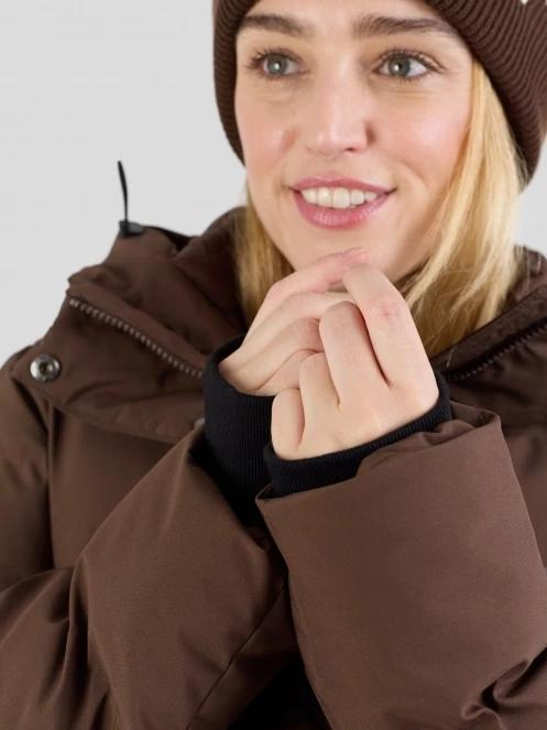 Fundango Cosycoat Long Padded Jacket for women in brown 9