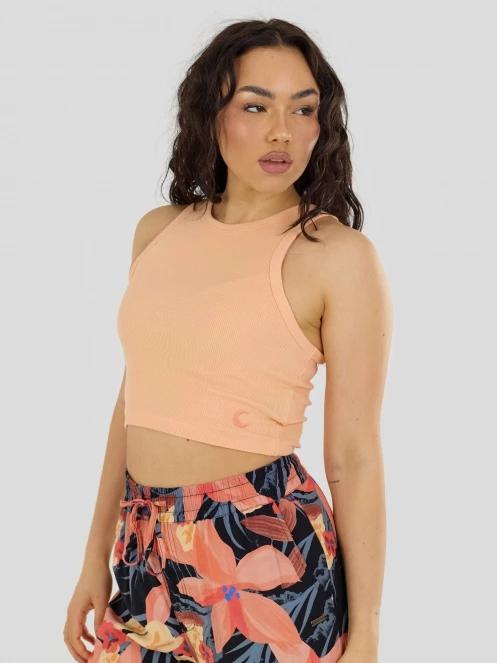 Fundango Naya Cropped Tank-T for women in orange 6